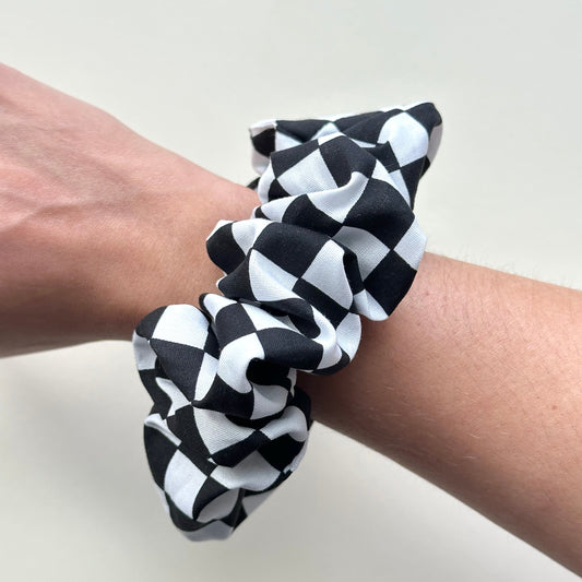 Black Checker Scrunchie