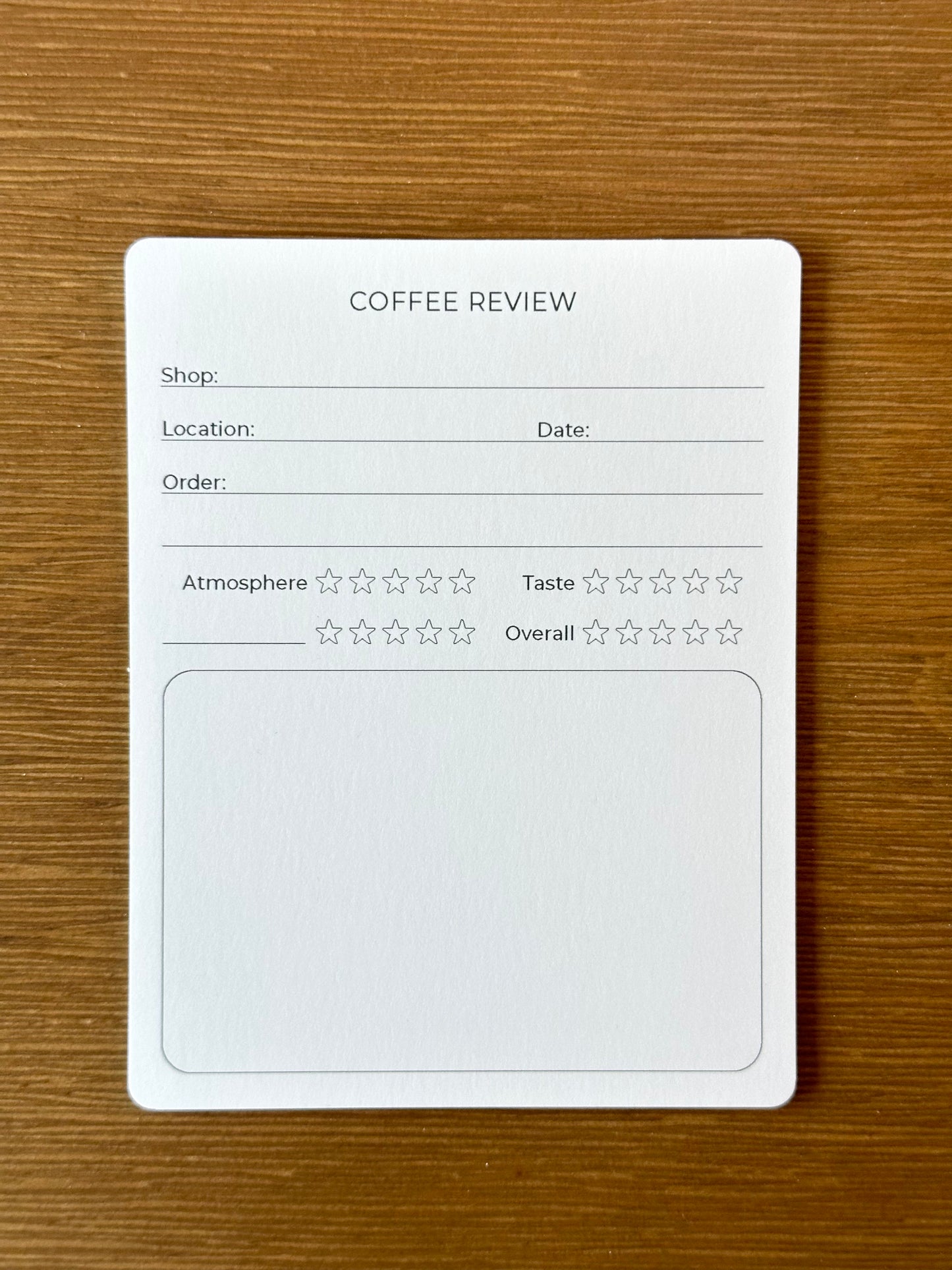 Coffee Review Card