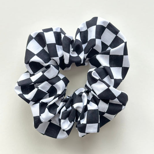 Black Checker Scrunchie