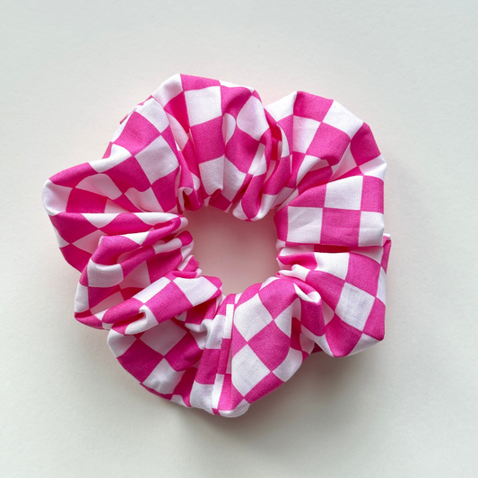 Pink Checker Scrunchie