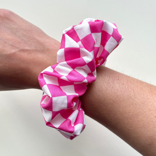 Pink Checker Scrunchie