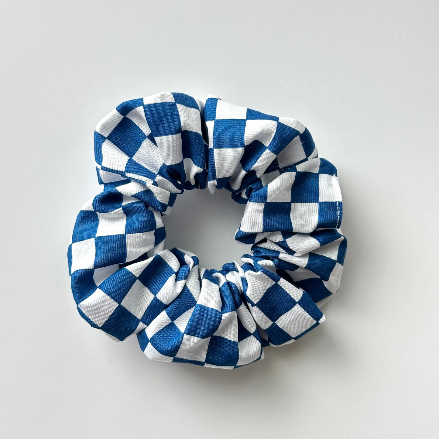 Dark Blue Checker Scrunchie
