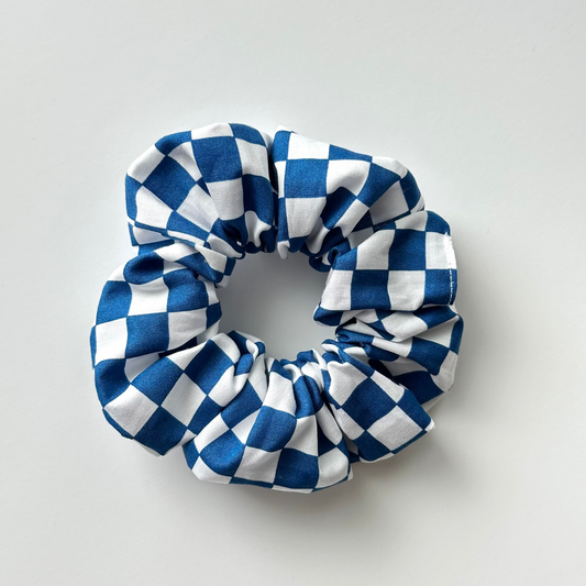 Dark Blue Checker Scrunchie