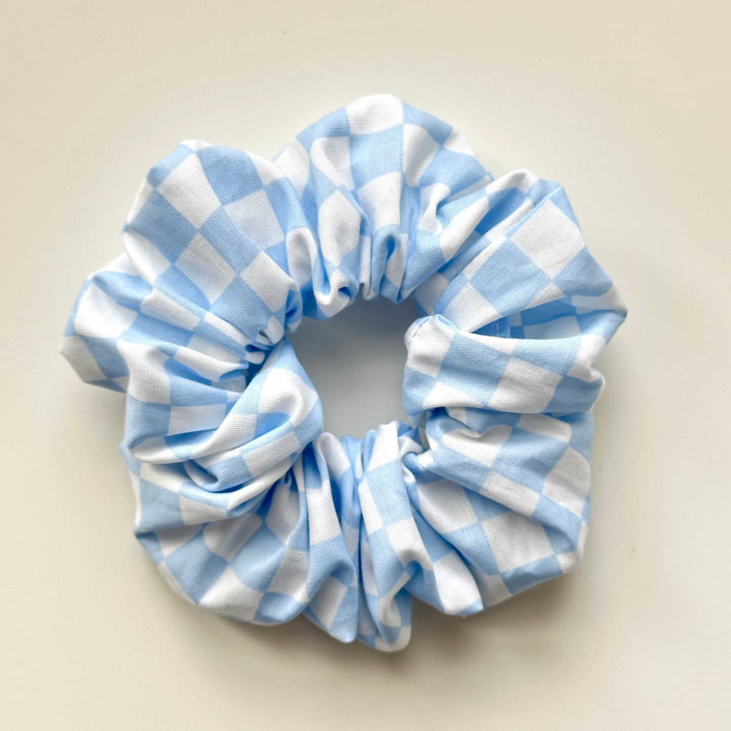 Light Blue Checker Scrunchie