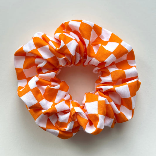 Orange Checker Scrunchie