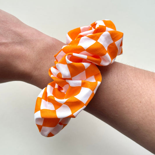 Orange Checker Scrunchie