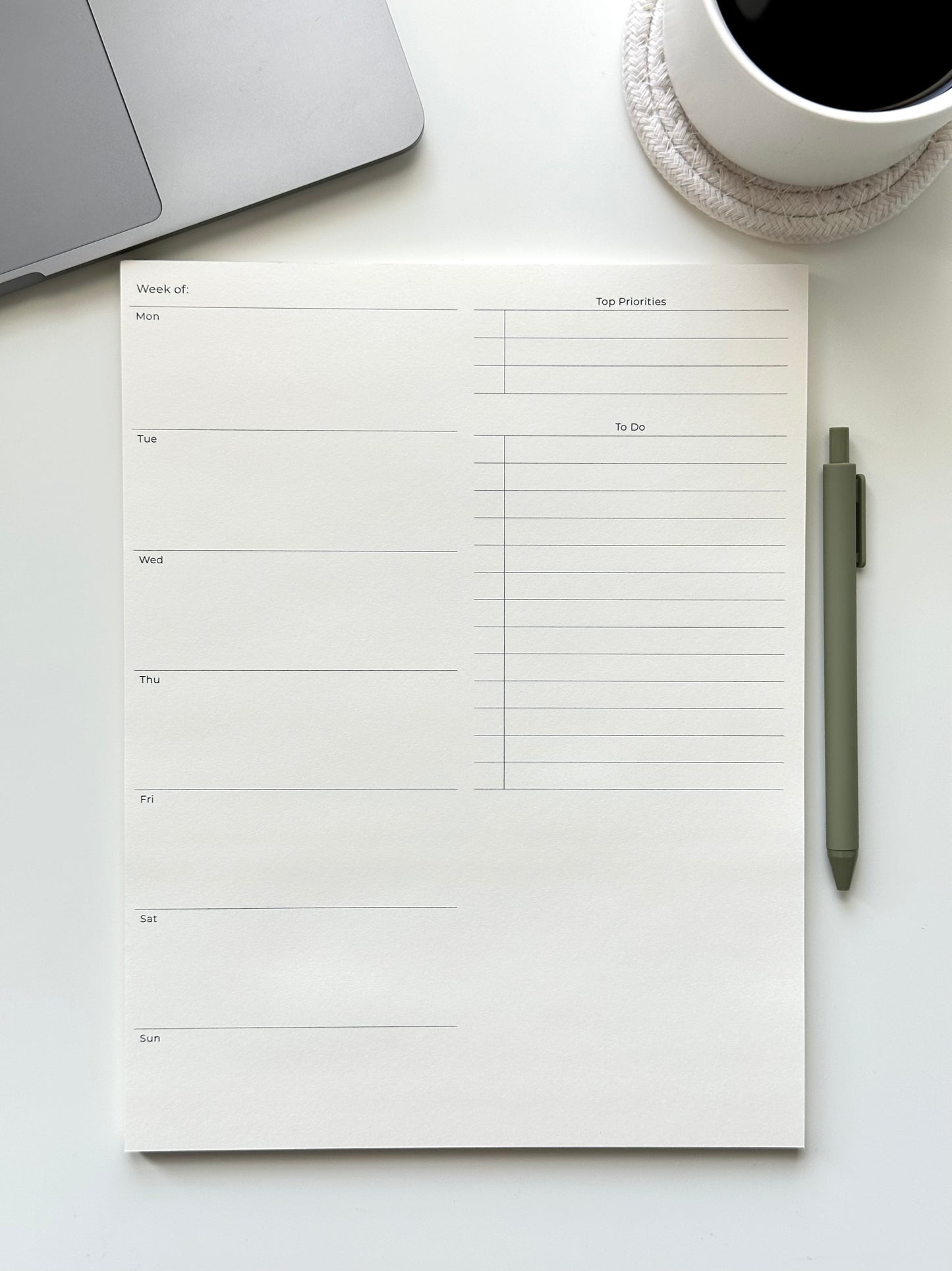Weekly Overview Notepad