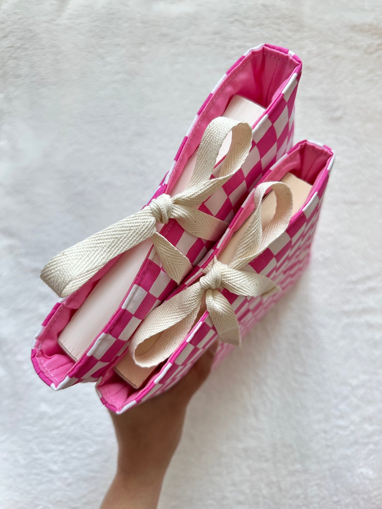 Pink Checker Book Sleeve