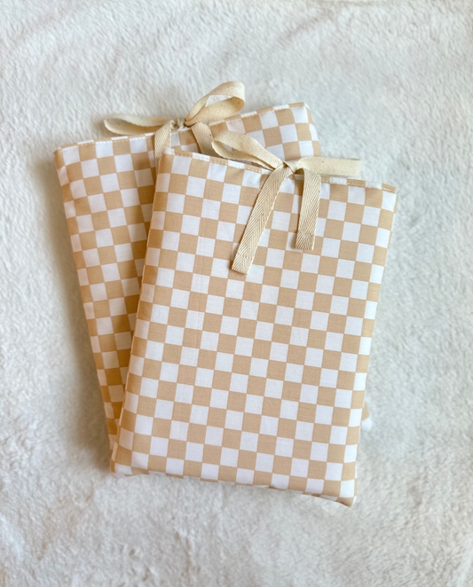 Tan Checker Book Sleeve