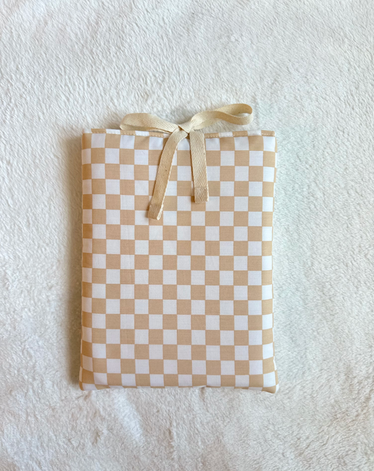 Tan Checker Book Sleeve