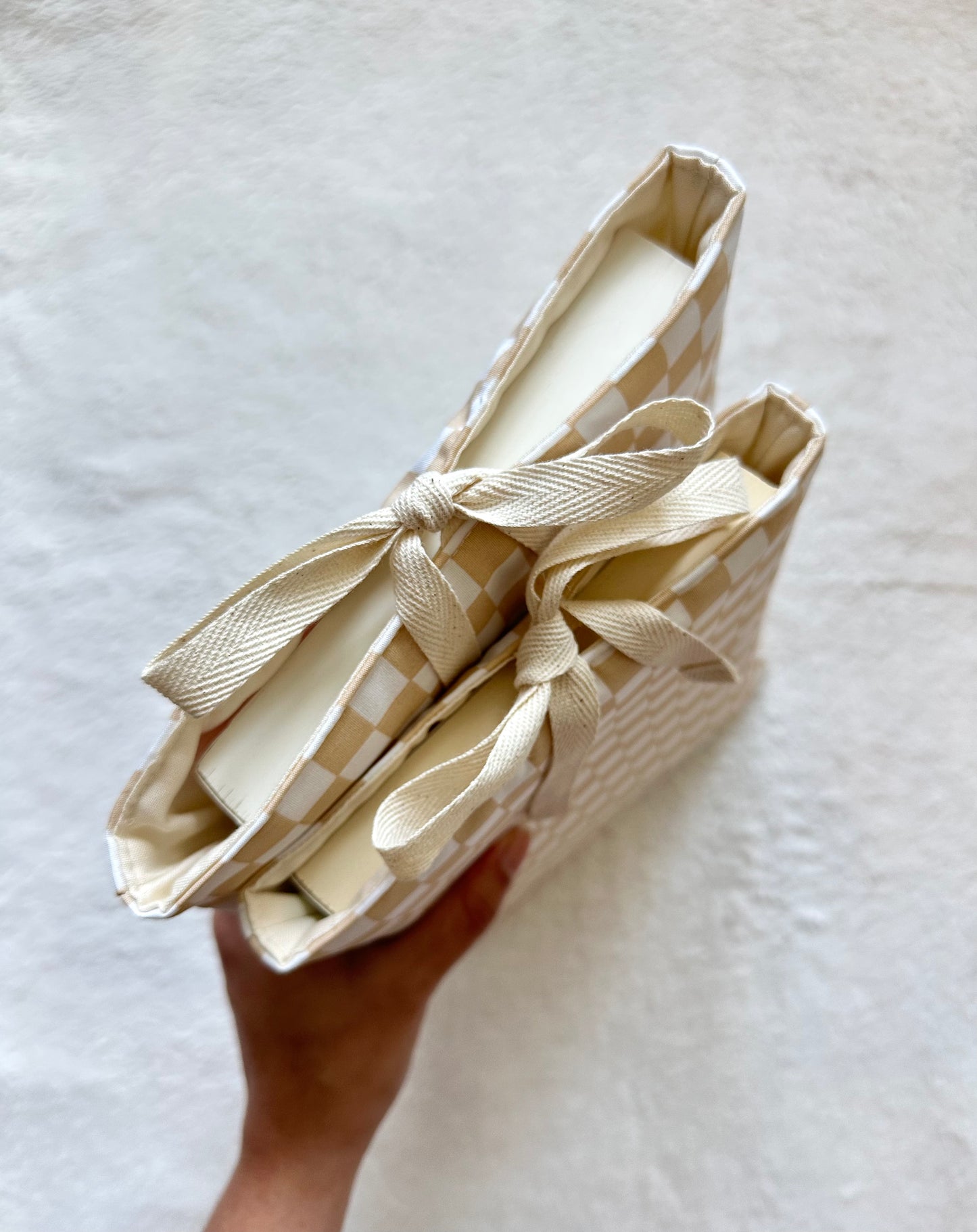 Tan Checker Book Sleeve