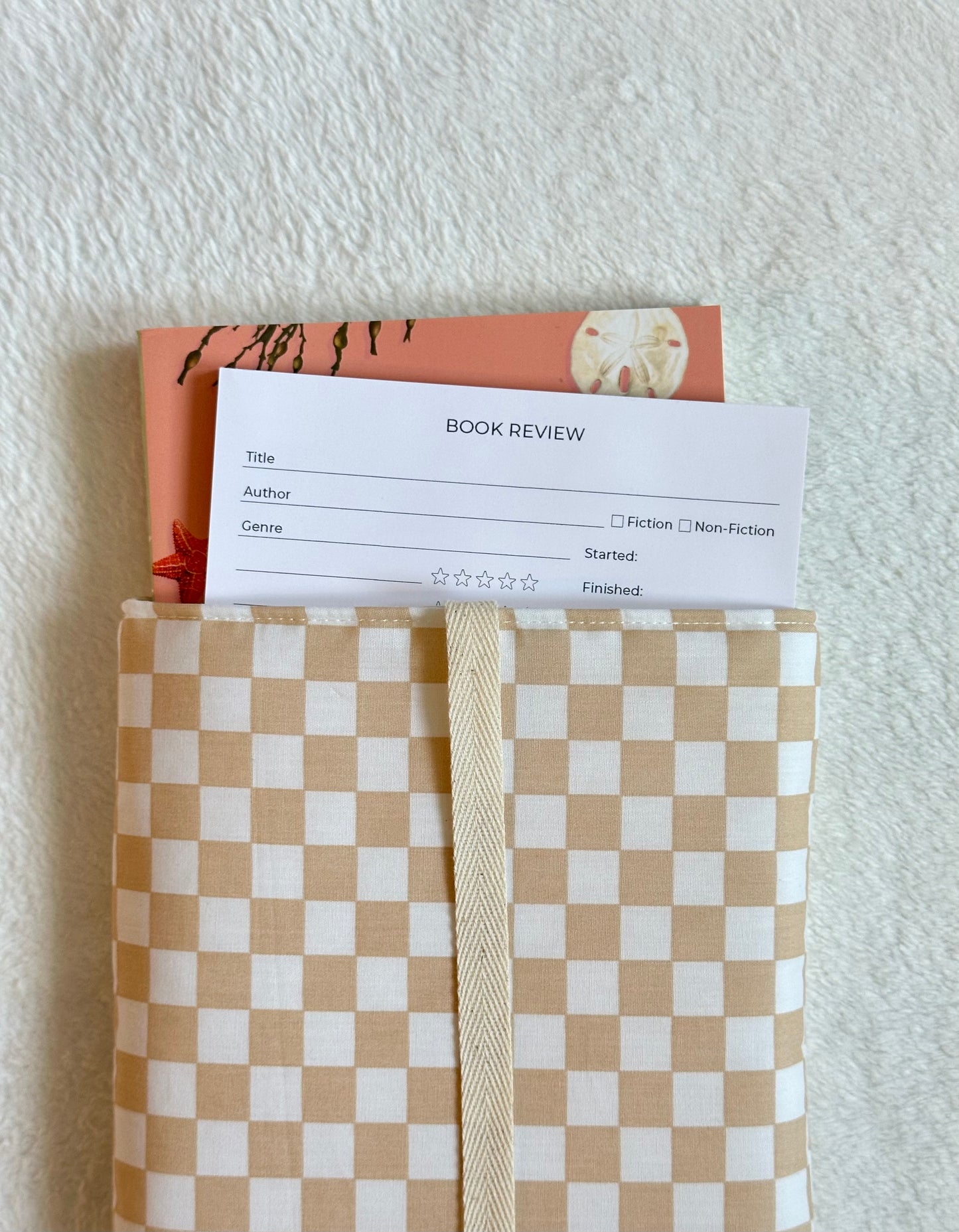 Tan Checker Book Sleeve